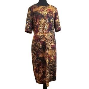 NWOT's Jones Studio Multi-Colored Career Casual Dress Short Slv Rnd Neck Size L